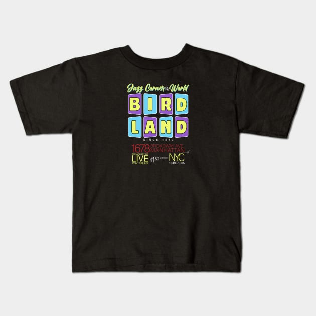 The Birdland Jazz Club Kids T-Shirt by Jun Pagano